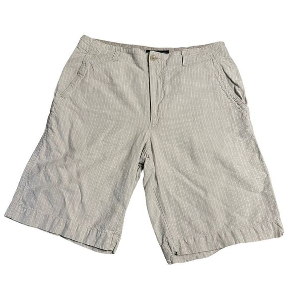 Banana Republic beige striped flat front linen blend shorts size waist 34” - Picture 1 of 8